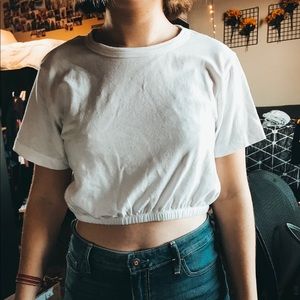 white cropped top
